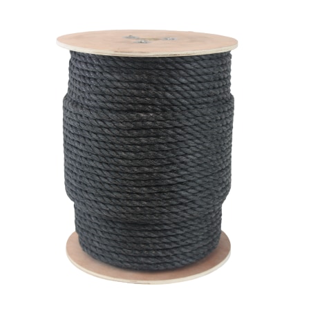 3-Strand Twisted Polypropylene Rope Monofilament, Black 3/8